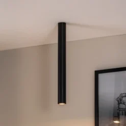 Downlight Tecno 1XL, acero, GU10, altura 60 cm, negro
