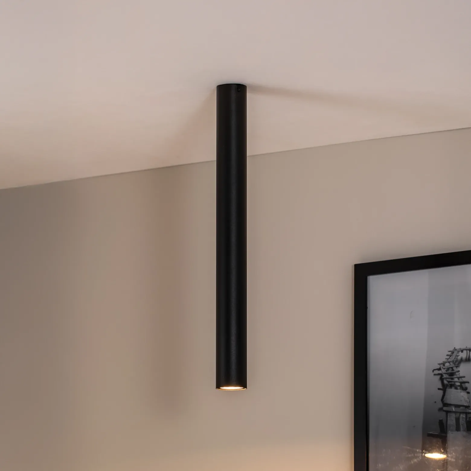 Downlight Tecno 1XL, acero, GU10, altura 60 cm, negro