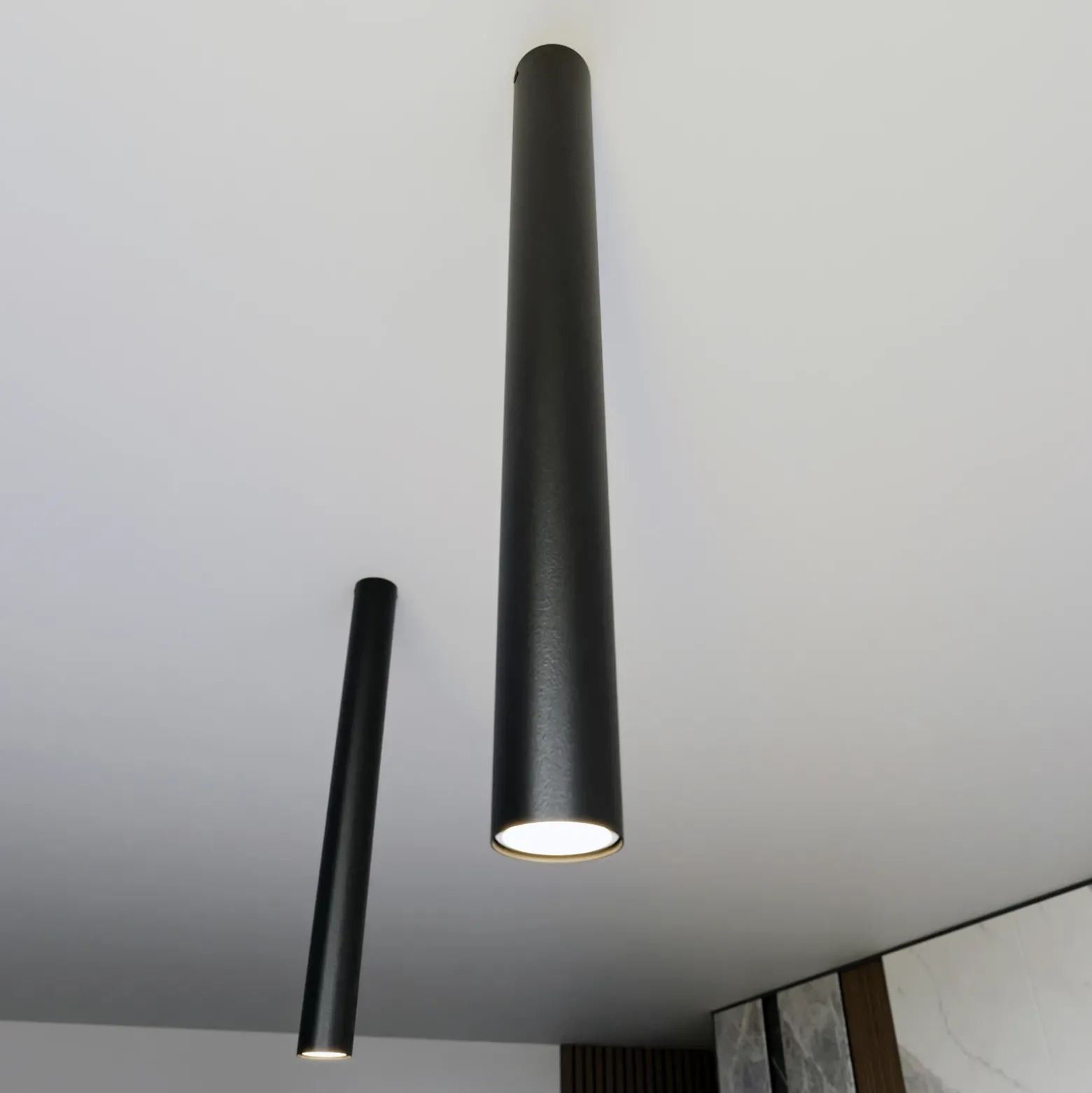 Downlight Tecno 1XL, acero, GU10, altura 60 cm, negro