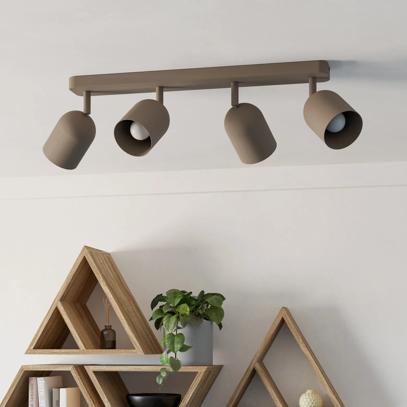 Downlight Tilston, beige, longitud 58 cm, 4 luces, acero
