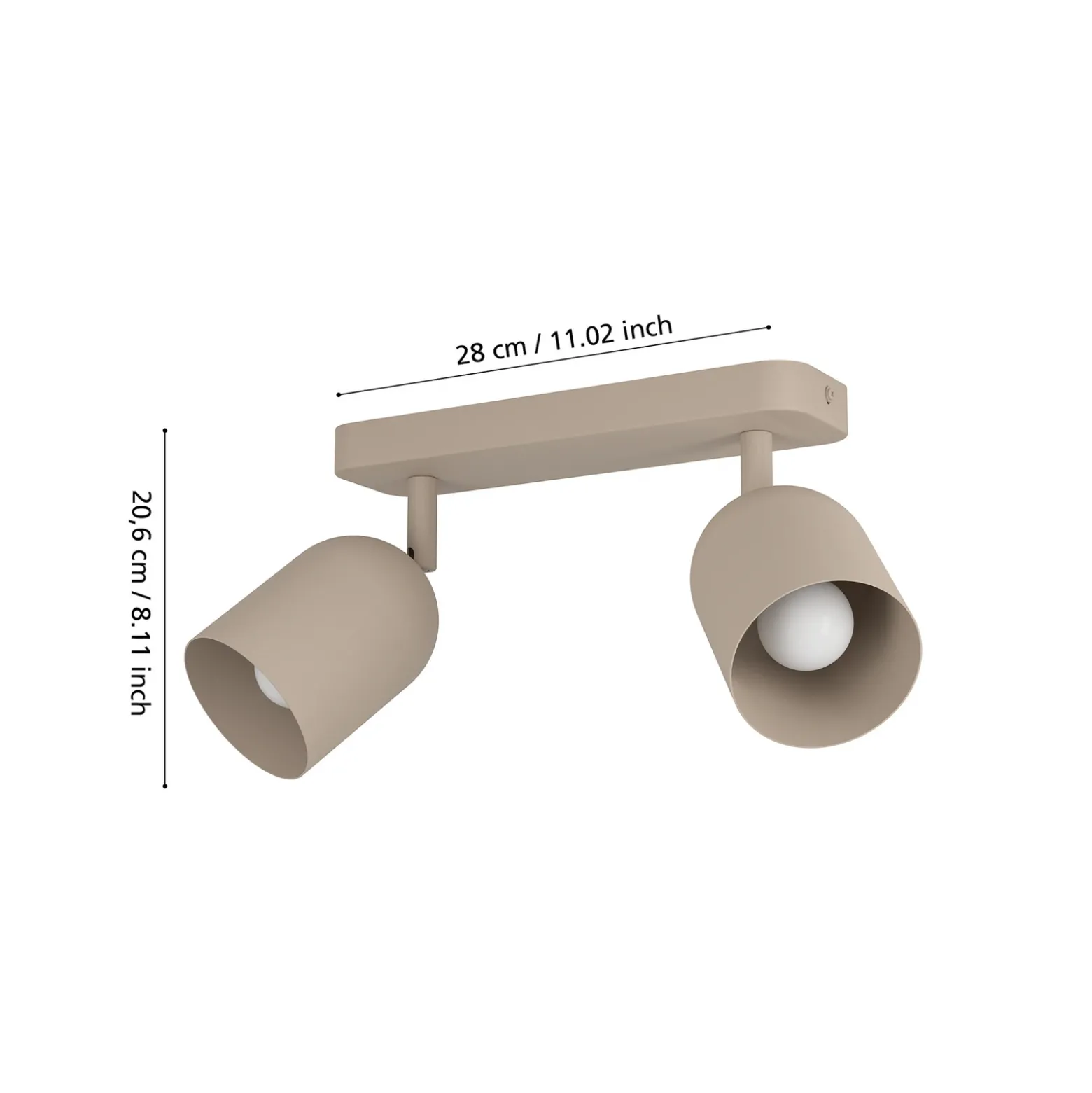Downlight Tilston, beige, longitud 28 cm, 2 luces, acero