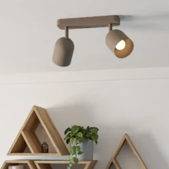 Downlight Tilston, beige, longitud 28 cm, 2 luces, acero