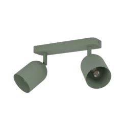 Downlight Tilston, verde oscuro, longitud 28 cm, 2 luces, acero