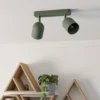 Downlight Tilston, verde oscuro, longitud 28 cm, 2 luces, acero