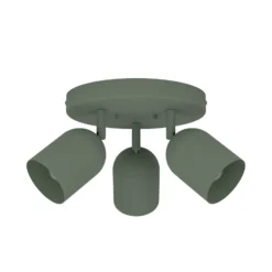 Downlight Tilston, verde oscuro, Ø 25 cm, 3 luces, acero