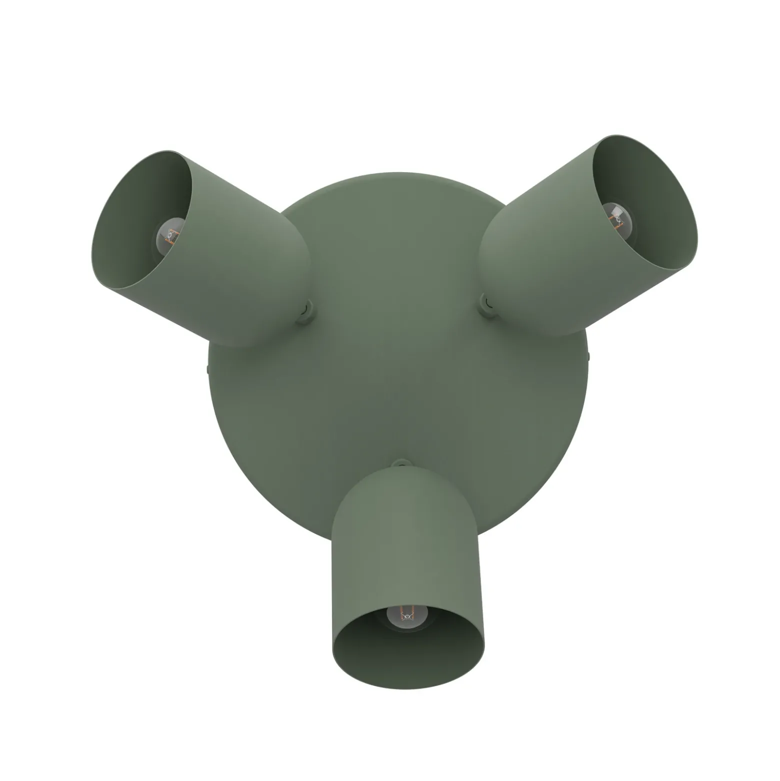 Downlight Tilston, verde oscuro, Ø 25 cm, 3 luces, acero