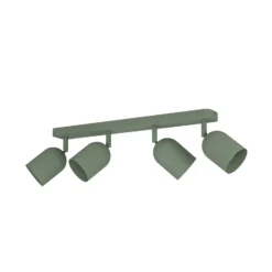 Downlight Tilston, verde oscuro, longitud 58 cm, 4 luces, acero