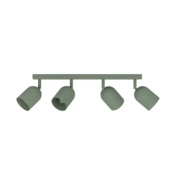 Downlight Tilston, verde oscuro, longitud 58 cm, 4 luces, acero