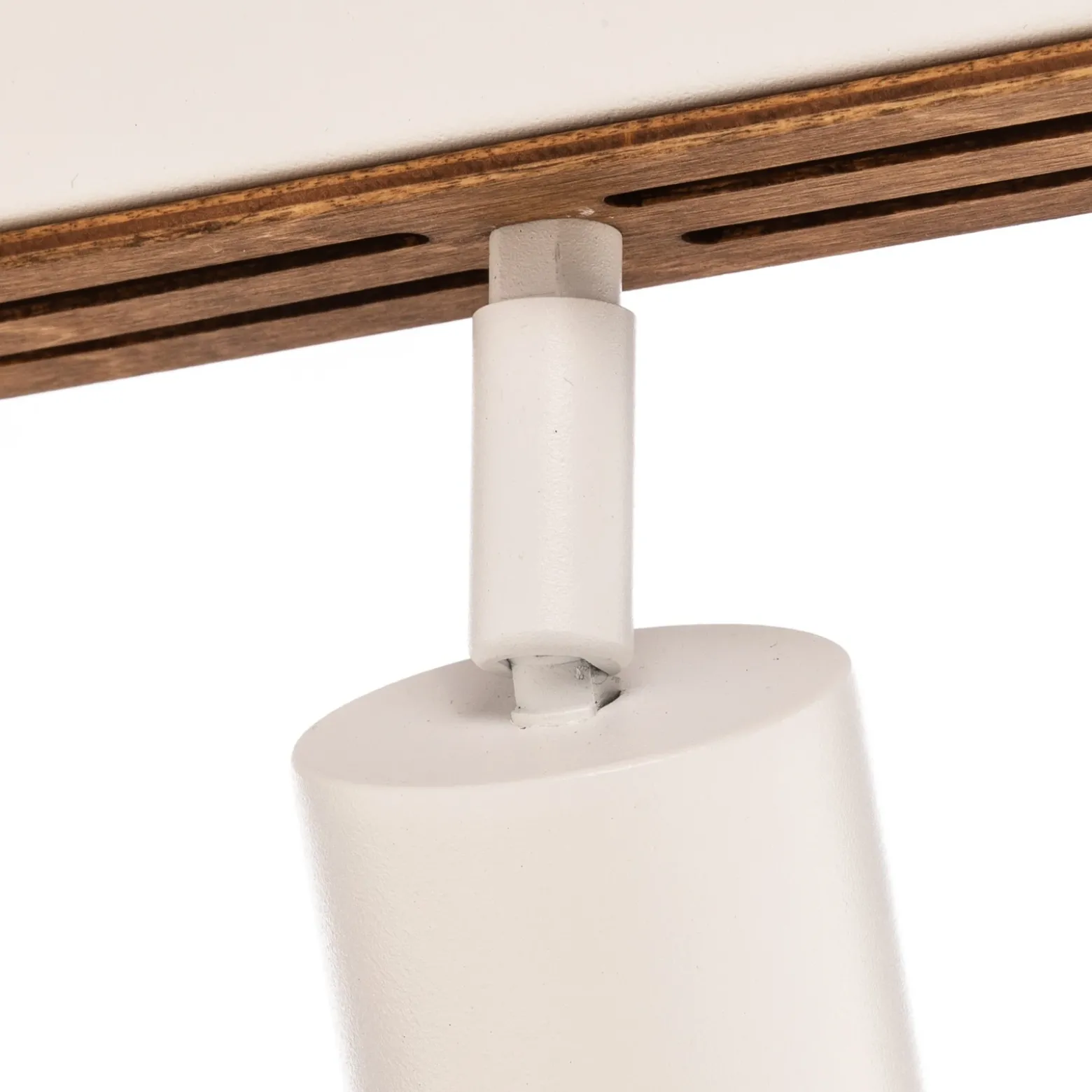 Downlight Tino, blanco/madera, 6 luces, 80 cm