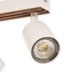Downlight Tino, blanco/madera, 6 luces, 80 cm