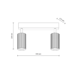 Downlight Tune, 2 luces, marrón, metal, longitud 44 cm