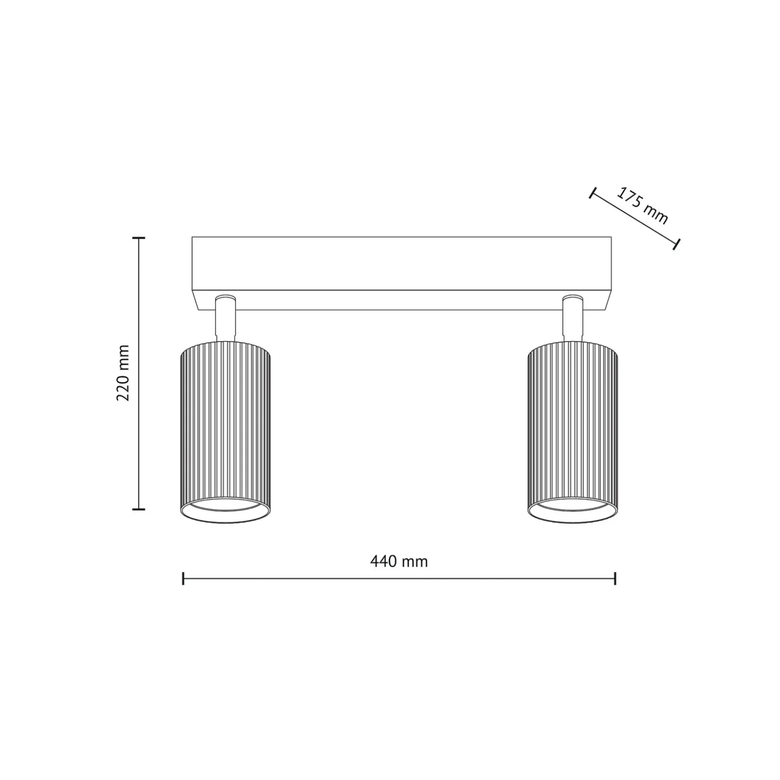 Downlight Tune, 2 luces, marrón, metal, longitud 44 cm