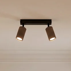 Downlight Tune, 2 luces, marrón, metal, longitud 44 cm