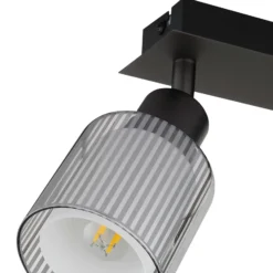 Downlight Villegas, negro/gris, cristal, 28 cm de largo, E14