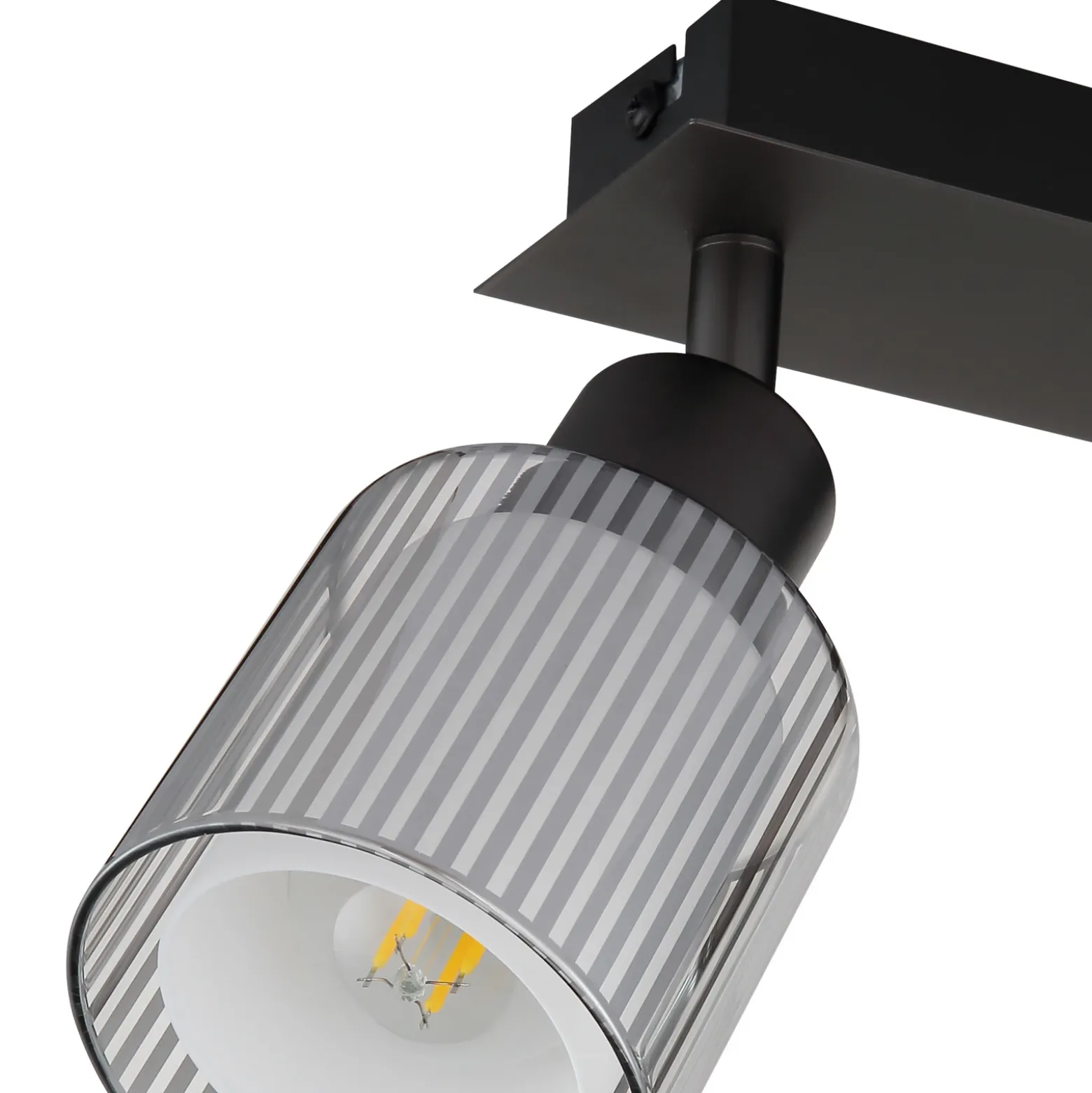 Downlight Villegas, negro/gris, cristal, 28 cm de largo, E14