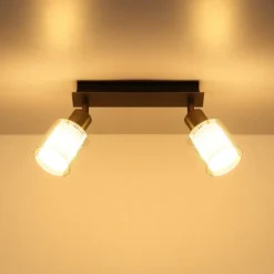 Downlight Villegas, negro/gris, cristal, 28 cm de largo, E14