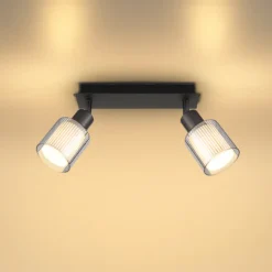 Downlight Villegas, negro/gris, cristal, 28 cm de largo, E14