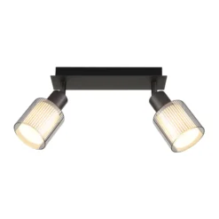 Downlight Villegas, negro/gris, cristal, 28 cm de largo, E14