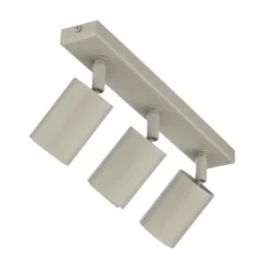 Downlight Zoom, 3 luces, gris-beige, acero, GU10