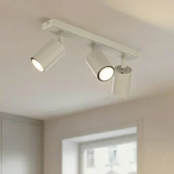 Downlight Zoom, 3 luces, gris-beige, acero, GU10