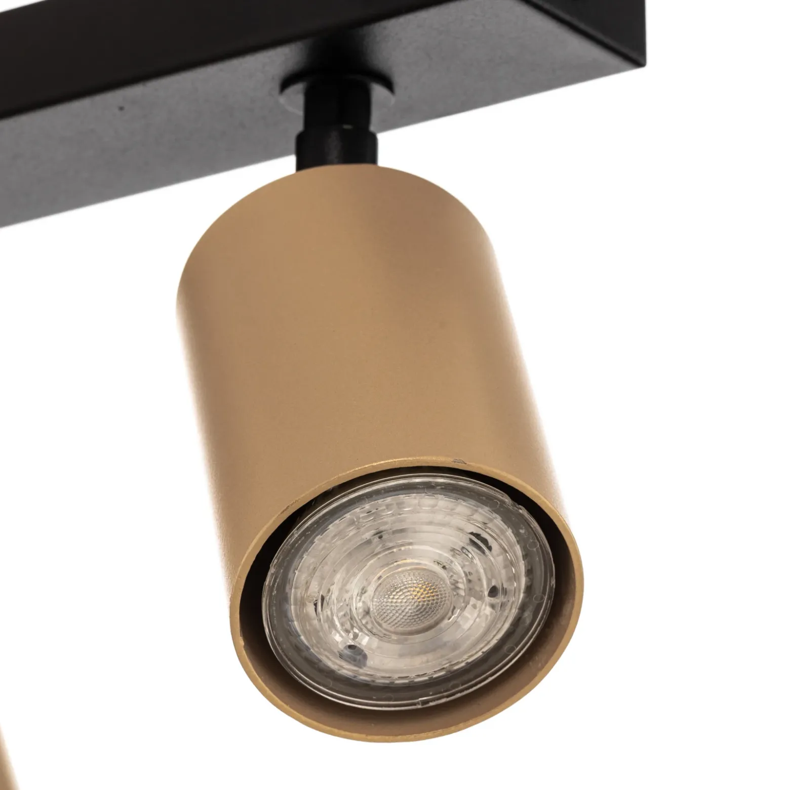 Downlight Zoom, 3 luces, negro/dorado