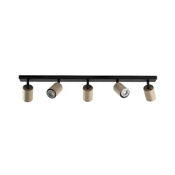 Downlight Zoom, 5 luces, negro/dorado