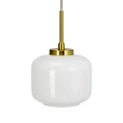 Dyberg Larsen Arp lámpara colgante, color latón, cristal, Ø 15 cm