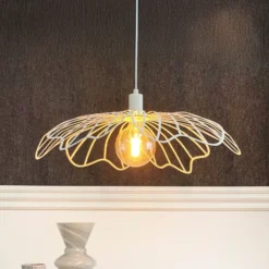 Dyberg Larsen Lámpara colgante FLORES, blanco perla, Ø 60 cm, metal