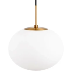 Dyberg Larsen Lámpara colgante Princess, ópalo/latón, Ø 28 cm