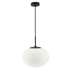 Dyberg Larsen Lámpara colgante Princess, ópalo/negro, Ø 28 cm