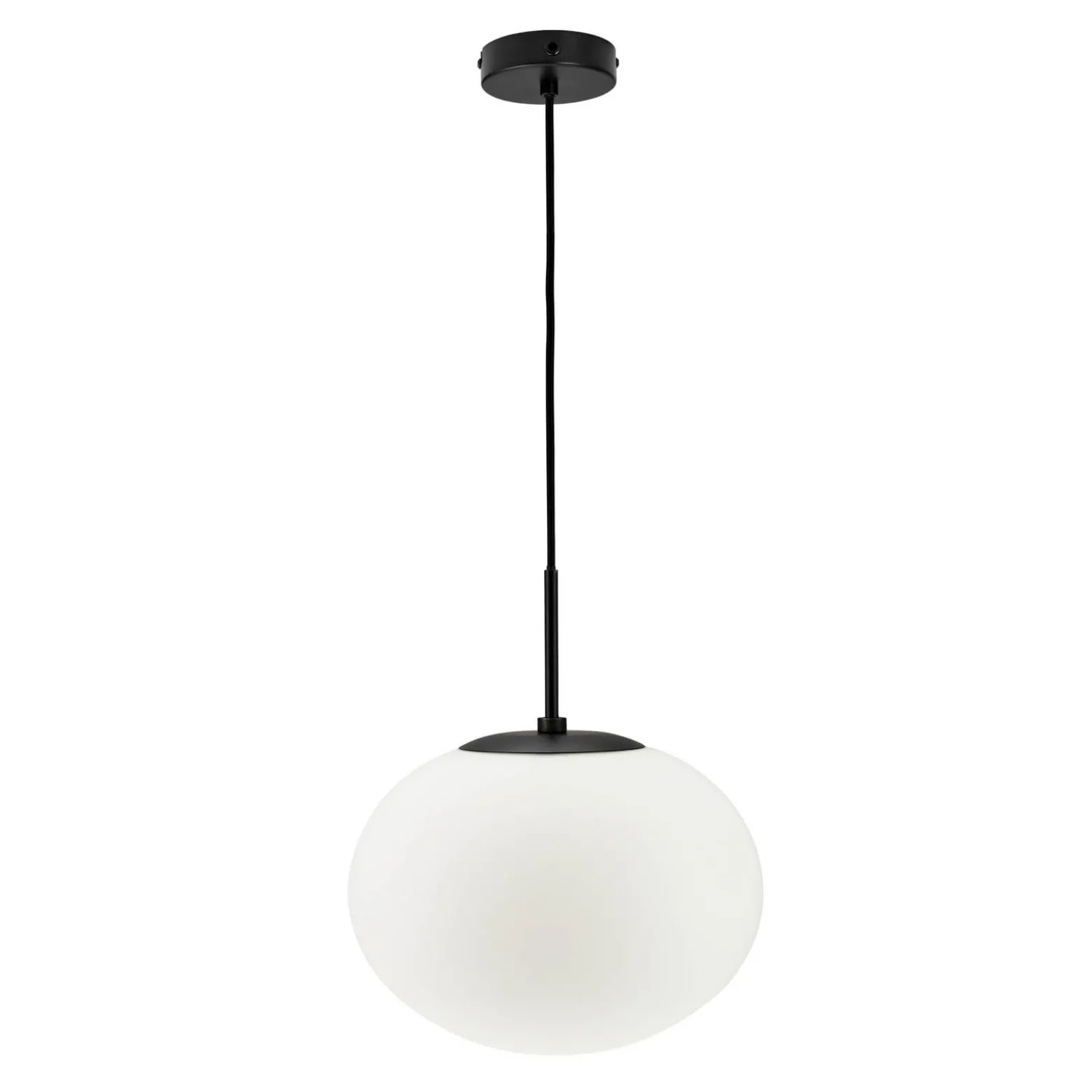 Dyberg Larsen Lámpara colgante Princess, ópalo/negro, Ø 28 cm