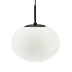 Dyberg Larsen Lámpara colgante Princess, ópalo/negro, Ø 28 cm