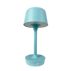 Dyberg Larsen Lámpara de mesa LED recargable Flow, azul claro, altura 25 cm
