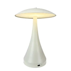 Dyberg Larsen Lámpara de mesa LED recargable Vienna, color crema, altura