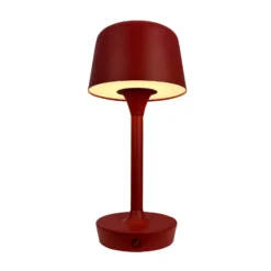 Dyberg Larsen Lámpara de mesa LED recargable Flow, roja, altura 25 cm