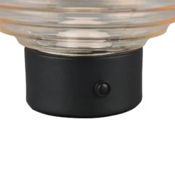 Earl lámpara de mesa LED recargable, negro/ámbar, altura 14,5 cm, cristal