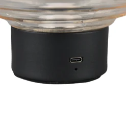 Earl lámpara de mesa LED recargable, negro/ámbar, altura 14,5 cm, cristal