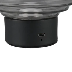 Earl lámpara de mesa LED recargable, negro/humo, altura 14,5 cm, cristal