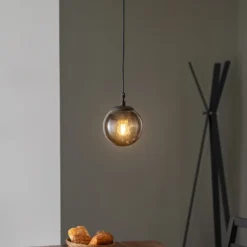 Efe 2155 lámpara colgante, pantalla de cristal ahumado, Ø15cm