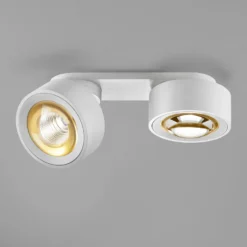 Egger DLS foco LED Clippo Optic Duo, blanco/oro, 2 luces, DTW
