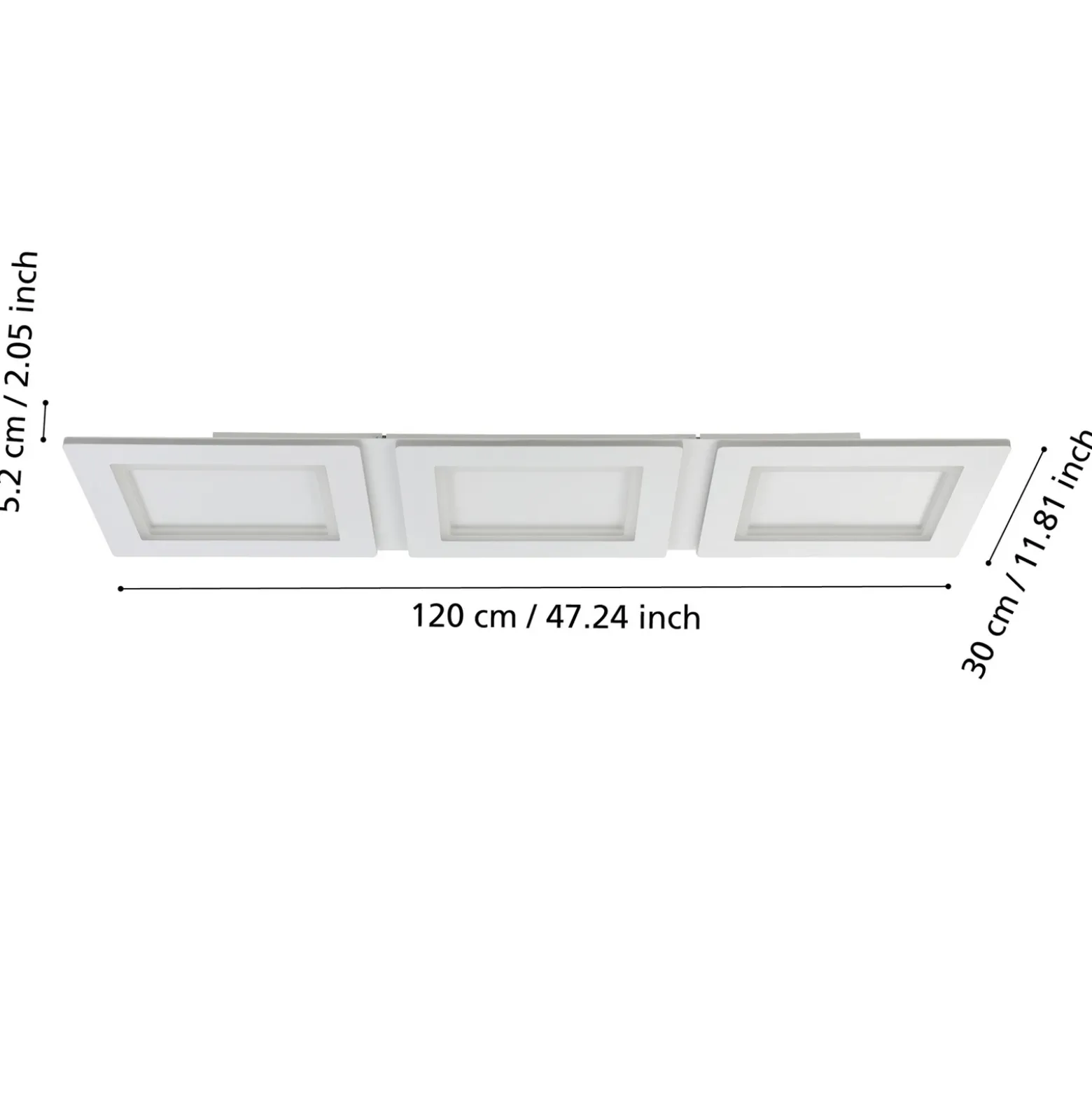 EGLO connect lámpara LED de techo Padrogiano-Z de 3 luces, 120 x 30 cm