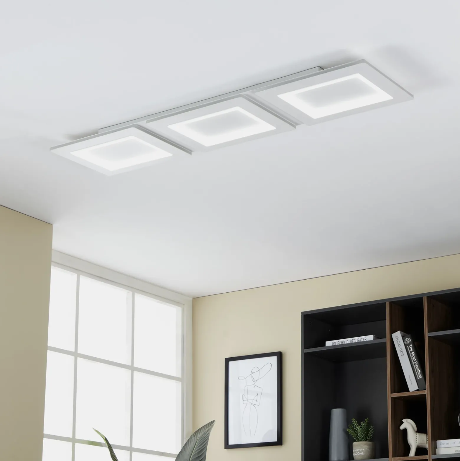 EGLO connect lámpara LED de techo Padrogiano-Z de 3 luces, 120 x 30 cm