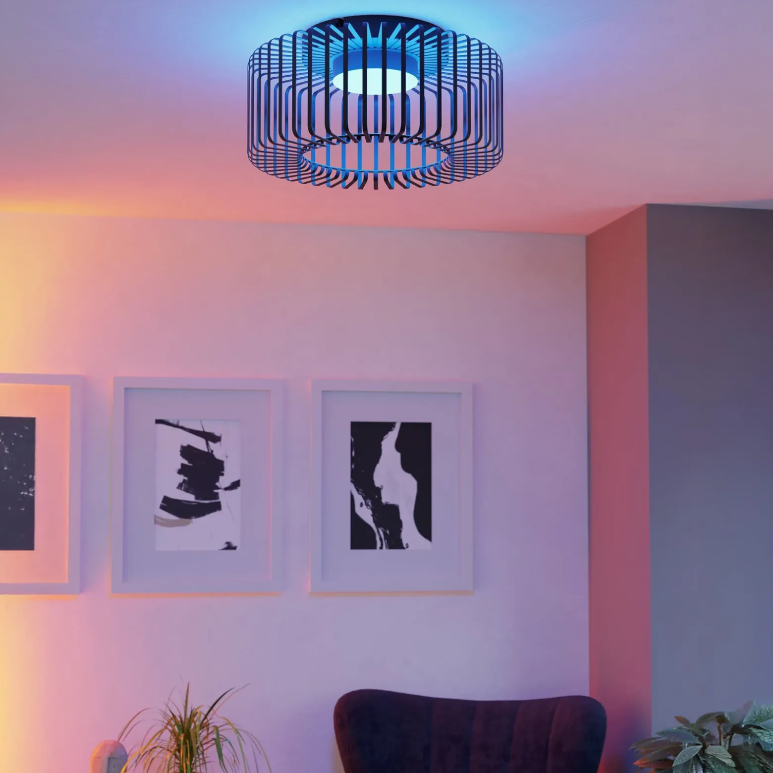 EGLO connect plafón LED Ginestrone-Z, negro, aluminio