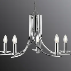 Elegante lámpara colgante Ascona, 5 brazos, cromo