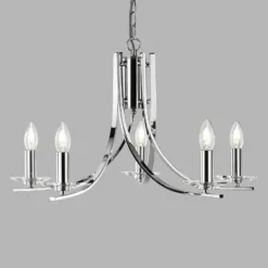 Elegante lámpara colgante Ascona, 5 brazos, cromo