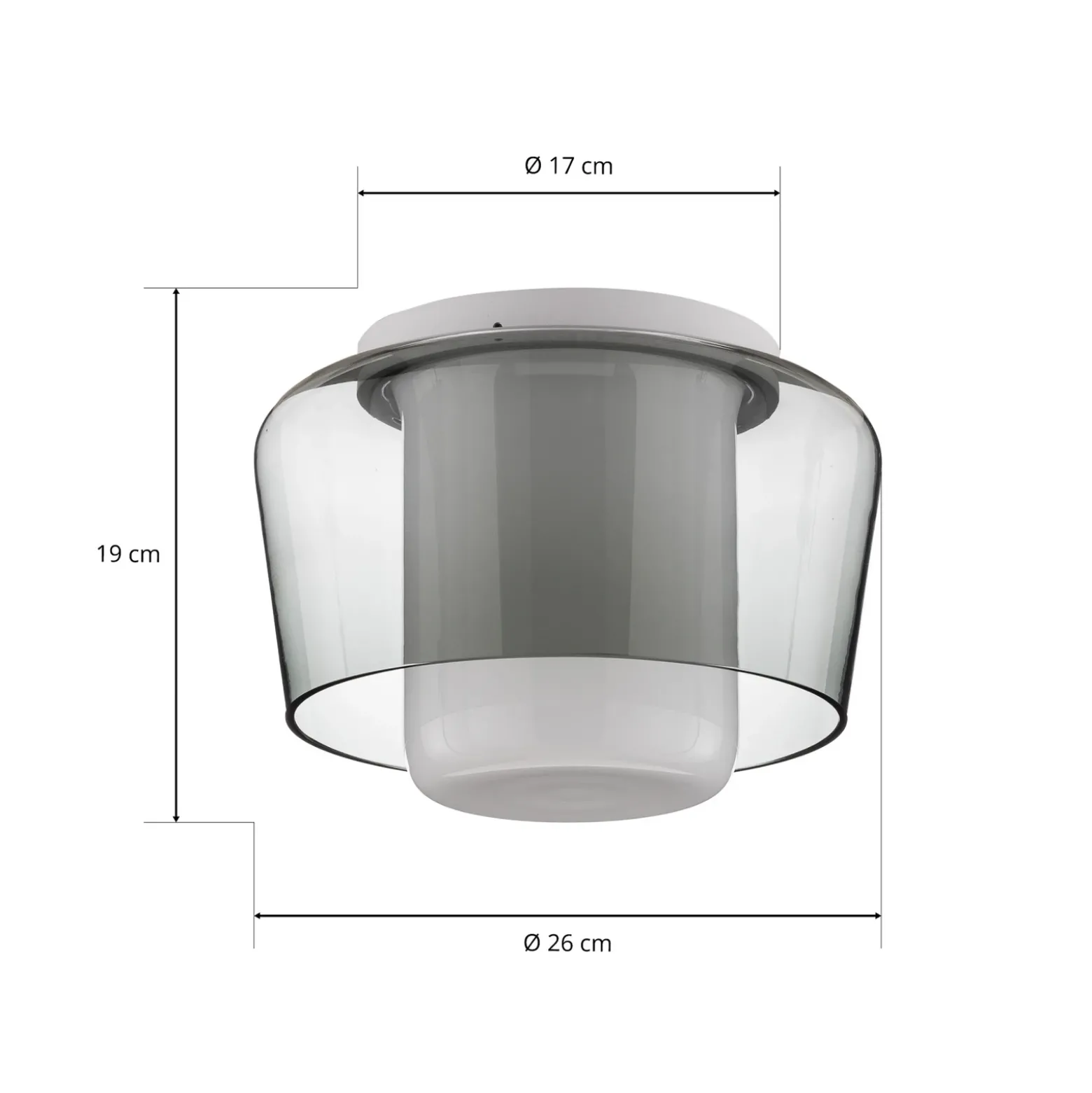 Elegante lámpara de techo Canio con cristal doble