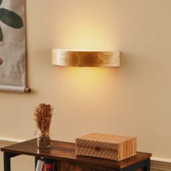 Envostar Aplique de pared Kerio, ancho 40,5 cm, madera de roble