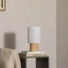 Envostar Asolita lámpara de mesa base de madera pantalla blanca