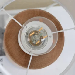Envostar Asolita lámpara de mesa base de madera pantalla blanca