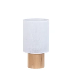 Envostar Asolita lámpara de mesa base de madera pantalla blanca